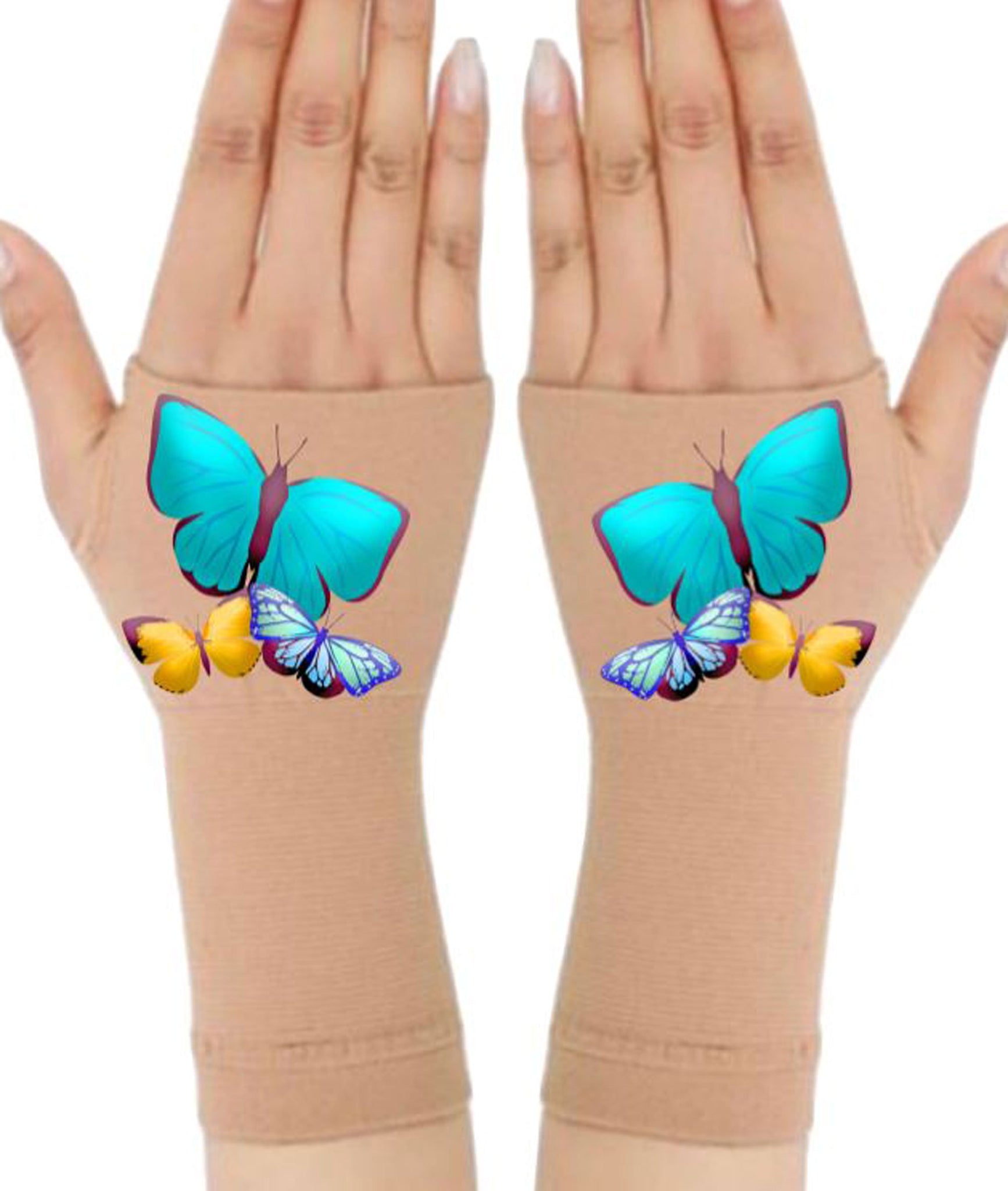 Arthritis  Gloves - Carpal Tunnel Treatment - Wrist Support - Hand Brace - Big Blue Butterfly