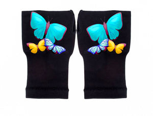 Arthritis  Gloves - Carpal Tunnel Treatment - Wrist Support - Hand Brace - Big Blue Butterfly