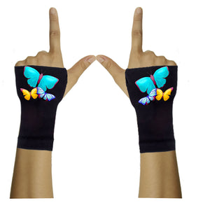 Arthritis  Gloves - Carpal Tunnel Treatment - Wrist Support - Hand Brace - Big Blue Butterfly